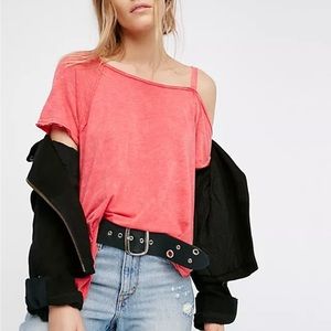 We The Free Coral Off the Shoulder Tee Free People